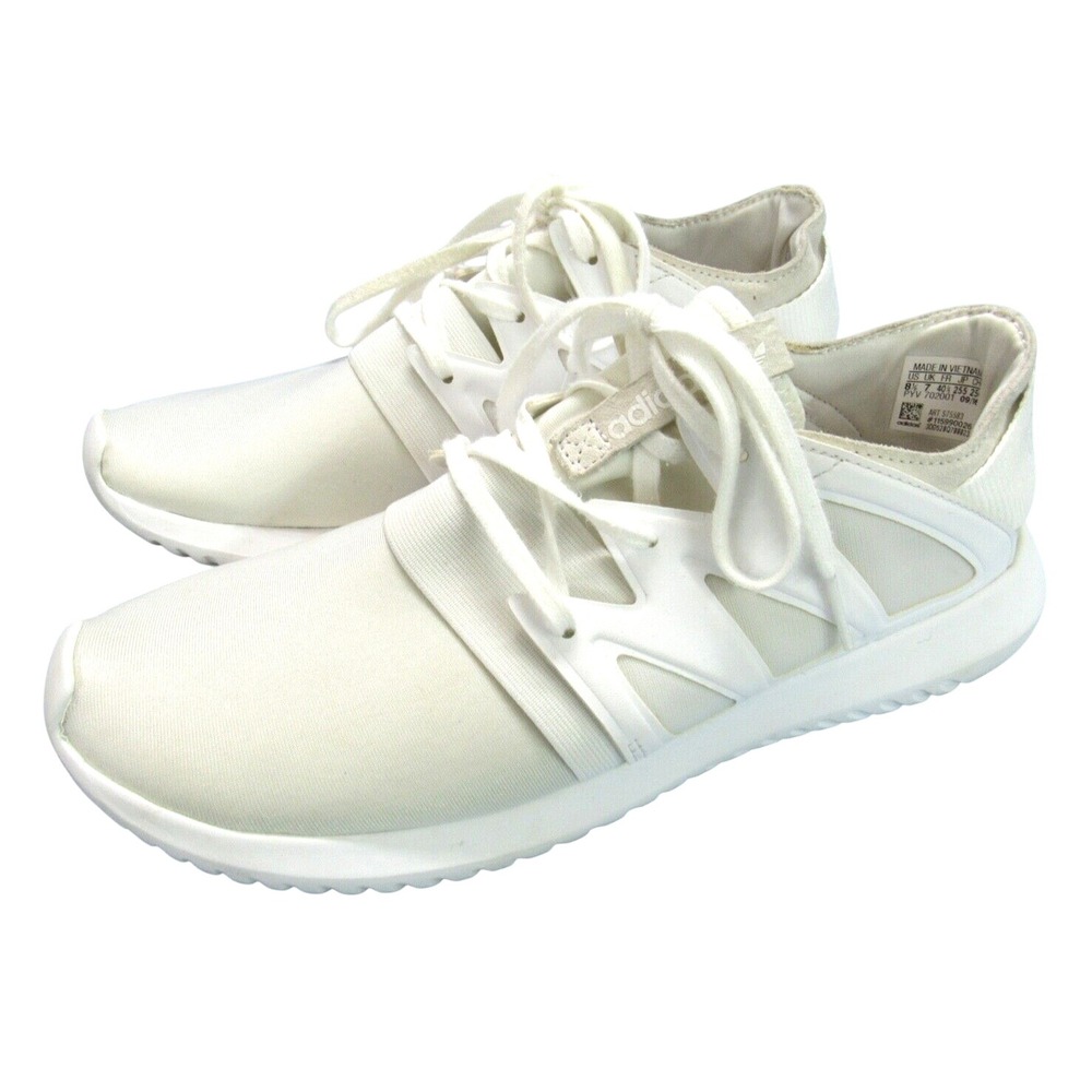 ADIDAS Tubular Viral TRIPLE WHITE Women's LACE-UP Fabric Upper SNEAKERS Sz 8.5